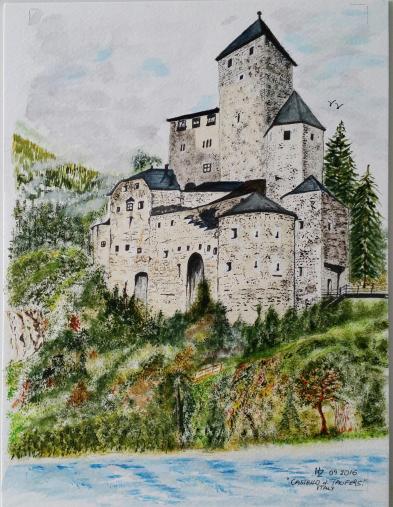 24 x 32 cm, Schmincke colors on Canson Montval 300,  "Castello al Taufers" ITALY   
