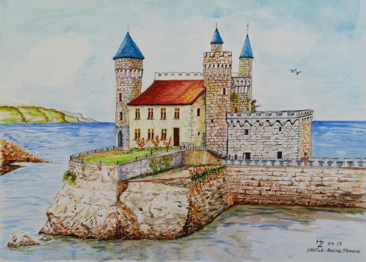 30 x 40 cm, "Castle- Roche, France"  Has found a wonderful place.   ONLY PROFESSIONAL PRINTS AVAILABLE !!!!!