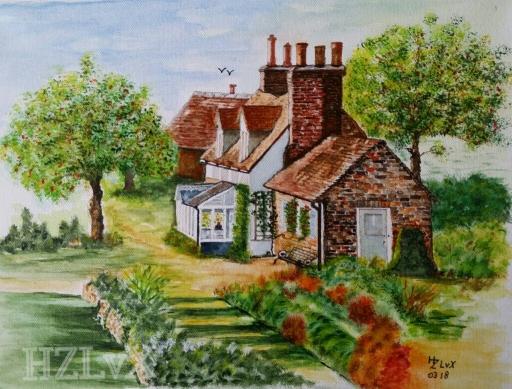 30 x 40 cm, "House in France" , painted on Premium canvas