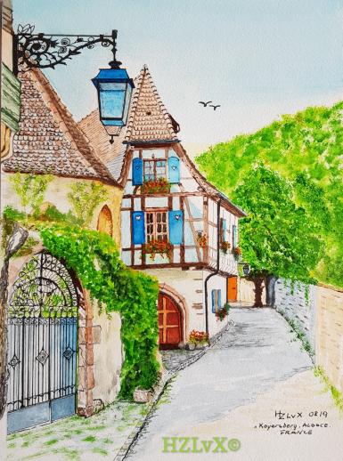 24 x 32 cm, "Alsace, France"  on Canson Montval 300,