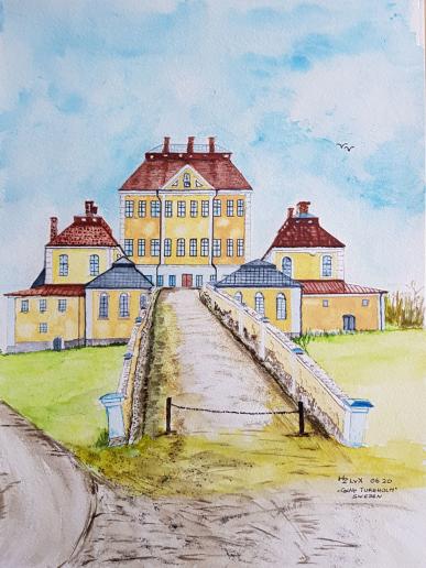 24 x 32 cm, Schmincke colours, on Canson Montval 300,  " Castle Tureholm " Trosa, Sweden