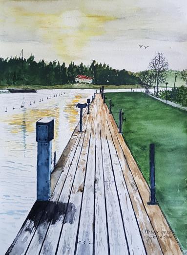 24 x 32 cm, Schmincke colours, on Canson Montval 300, "Trosa Gasthavn" Sweden  Photo by @nadiazlvx  