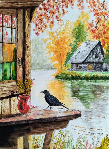 24 x 32 cm, " Just a Raven "