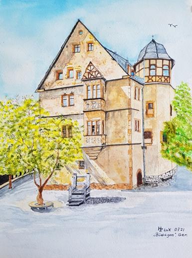 24 x 32 cm, Schmincke colors on Canson Montval 300, "Büdingen, Germany" Photo by @ hpmoellers