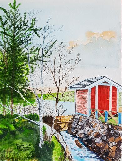 24 x 32 cm, Schmincke colours, on Canson Montval 300. "Kristiansand, Norway"  Photo by @evemyh13