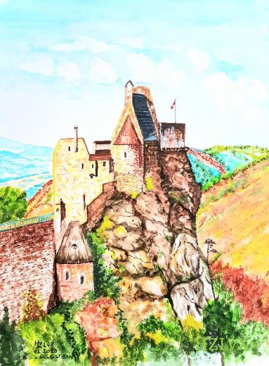 24 x 32 cm, Schmincke colours, on Canson Montval 300, "Ruine Aggstein, Austria"