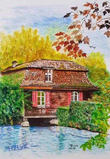 24 x 32 cm, Schmincke colours, on Canson Montval 300, "Thun, Switzerland"