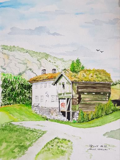 24 x 32 cm, " Valle, Norway"  on Canson Montval 300,