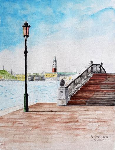 24 x 32 cm,  "Venedig with bridge"  on Canson Montval 300,